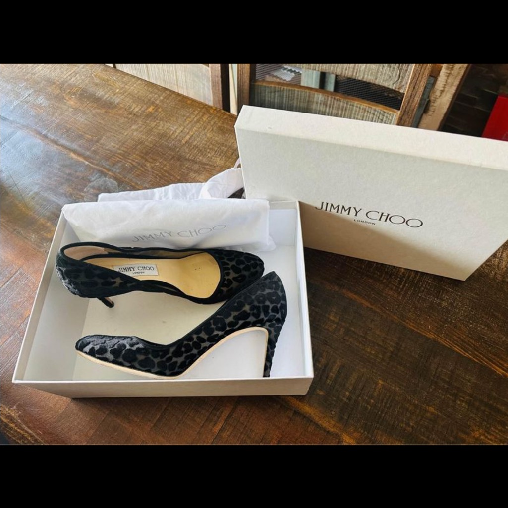 Jimmy Choo Black Animal Print Stilettos Sz 8